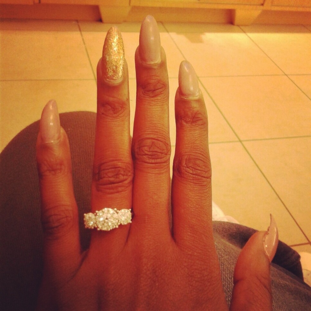 Three tier platinum engagement ring